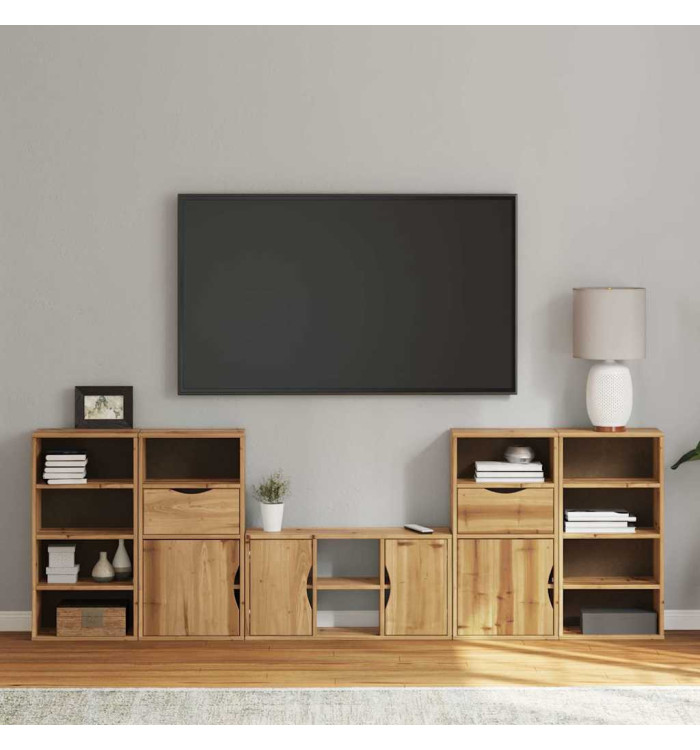 Meubles TV 5 pcs avec rangement ODDA bois de pin massif | Mobilier & Déco