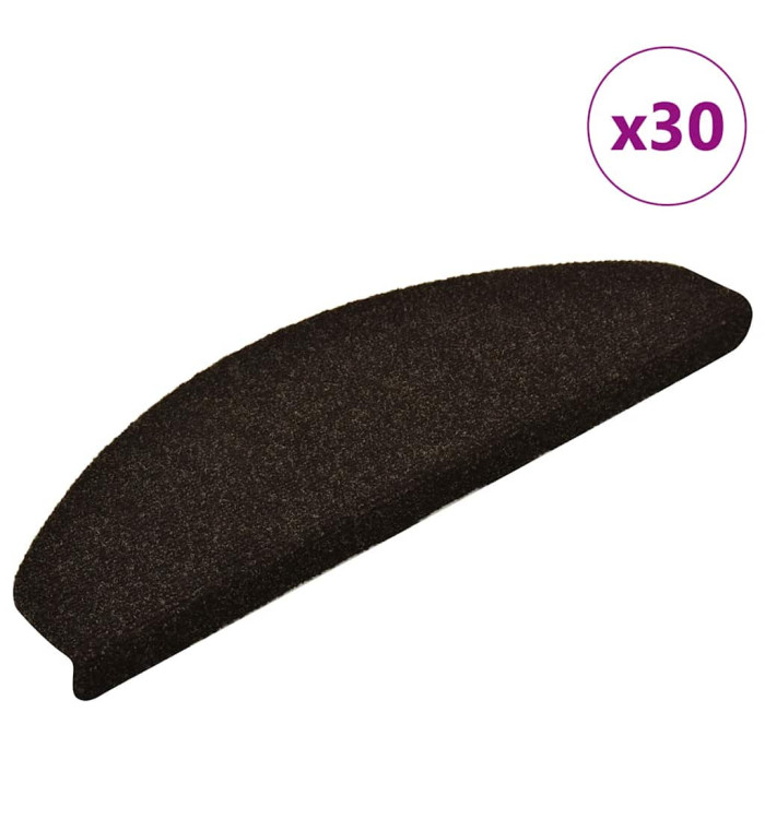 Tapis d'escalier autocollant 30 pcs marron foncé 65x21x4 cm | Mobilier & Déco