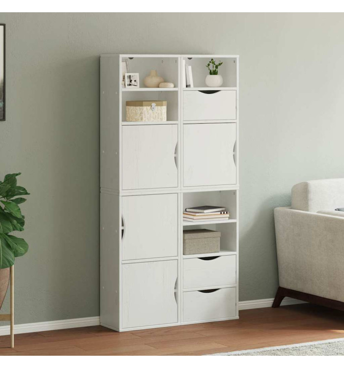 Armoires latérales 4 pcs ODDA blanc 40x24x79 cm bois massif pin | Mobilier & Déco