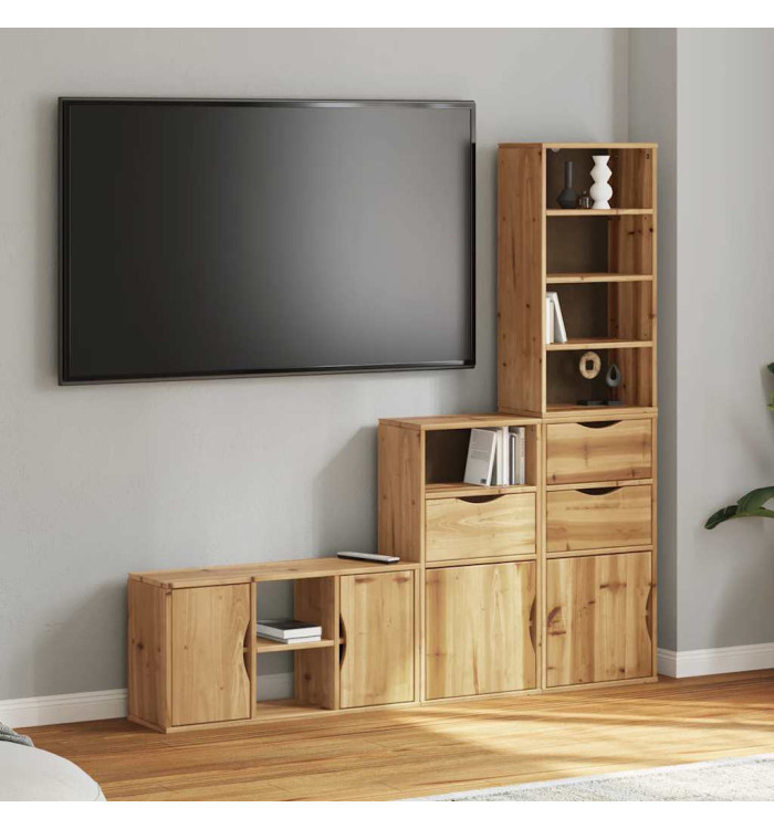 Meubles TV 4 pcs avec rangement ODDA bois de pin massif | Mobilier & Déco