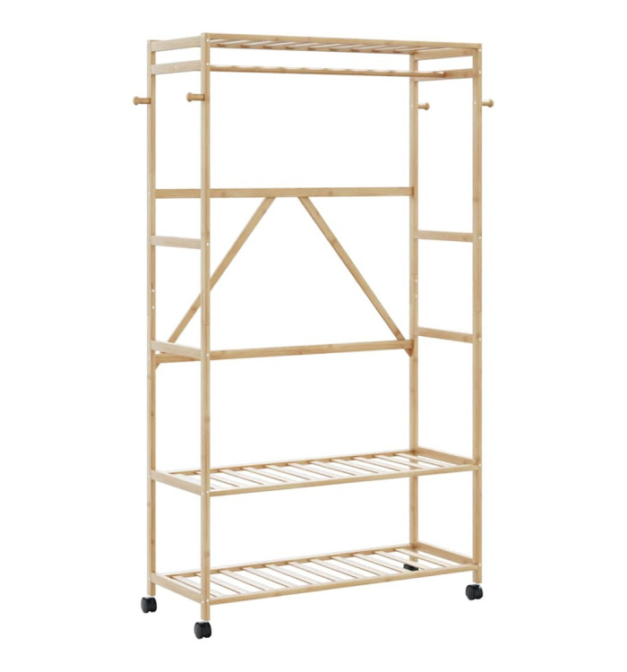 Porte-vêtements et étagères et roulettes 110x40x180 cm bambou | Mobilier & Déco