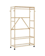 Porte-vêtements et étagères et roulettes 110x40x180 cm bambou | Mobilier & Déco