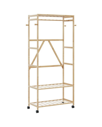 Porte-vêtements et étagères et roulettes 90x40x179,5 cm bambou | Mobilier & Déco