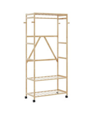 Porte-vêtements et étagères et roulettes 90x40x179,5 cm bambou | Mobilier & Déco