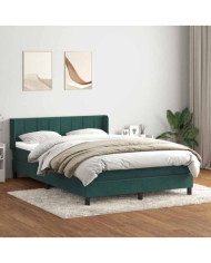 Sommier à lattes de lit et matelas vert foncé 140x210cm velours | Mobilier & Déco