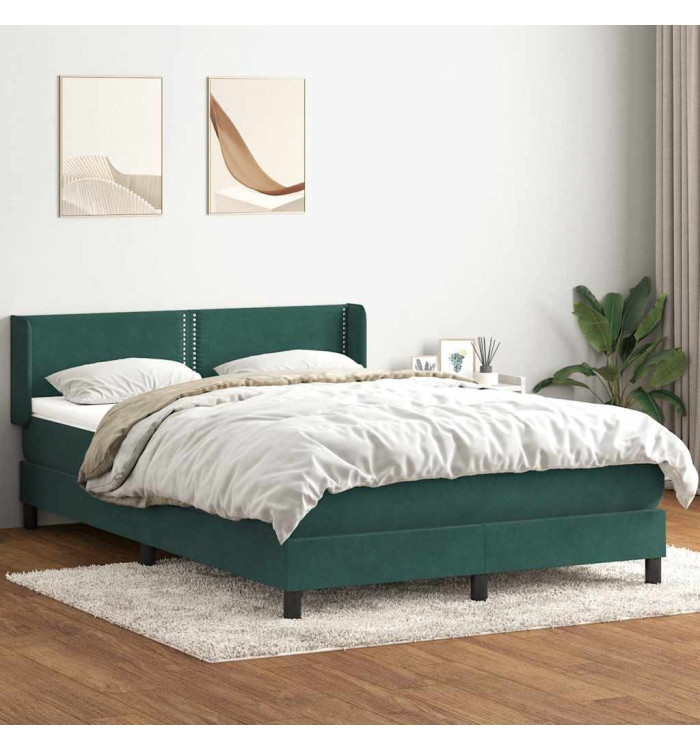 Sommier à lattes de lit et matelas vert foncé 140x210cm velours | Mobilier & Déco