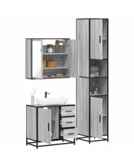 Ensemble de meubles de salle de bain 3 pcs Sonoma gris | Mobilier & Déco
