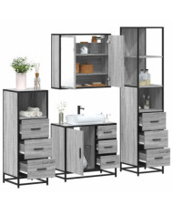 Ensemble de meubles de salle de bain 4 pcs sonoma gris | Mobilier & Déco