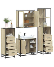 Ensemble de meubles de salle de bain 4 pcs chêne sonoma | Mobilier & Déco