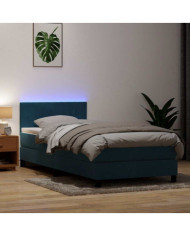 Sommier à lattes de lit et matelas bleu foncé 80x220 cm velours | Mobilier & Déco