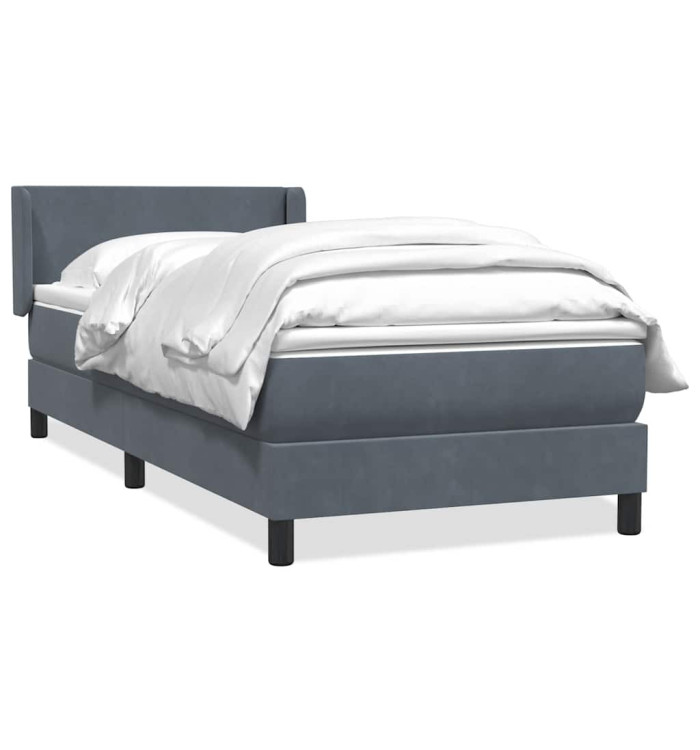Sommier à lattes de lit et matelas gris foncé 90x220 cm velours | Mobilier & Déco