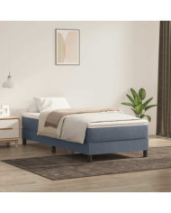 Sommier à lattes de lit et matelas gris foncé 90x220 cm velours | Mobilier & Déco