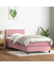 Sommier à lattes de lit avec matelas rose 80x220 cm velours | Mobilier & Déco