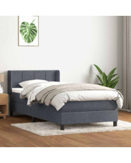 Sommier à lattes de lit et matelas gris foncé 90x220 cm velours | Mobilier & Déco