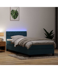 Sommier à lattes de lit et matelas bleu foncé 80x220 cm velours | Mobilier & Déco