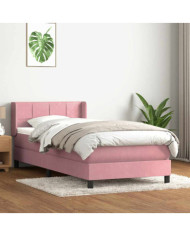 Sommier à lattes de lit avec matelas rose 80x220 cm velours | Mobilier & Déco