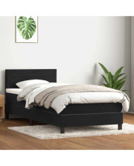 Sommier à lattes de lit avec matelas noir 80x220 cm velours | Mobilier & Déco