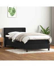 Sommier à lattes de lit avec matelas noir 80x220 cm velours | Mobilier & Déco