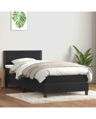 Sommier à lattes de lit avec matelas noir 80x220 cm velours | Mobilier & Déco