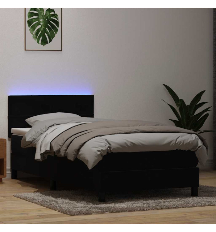 Sommier à lattes de lit avec matelas noir 80x220 cm velours | Mobilier & Déco