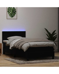 Sommier à lattes de lit avec matelas noir 80x220 cm velours | Mobilier & Déco