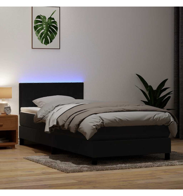 Sommier à lattes de lit avec matelas noir 80x220 cm velours | Mobilier & Déco