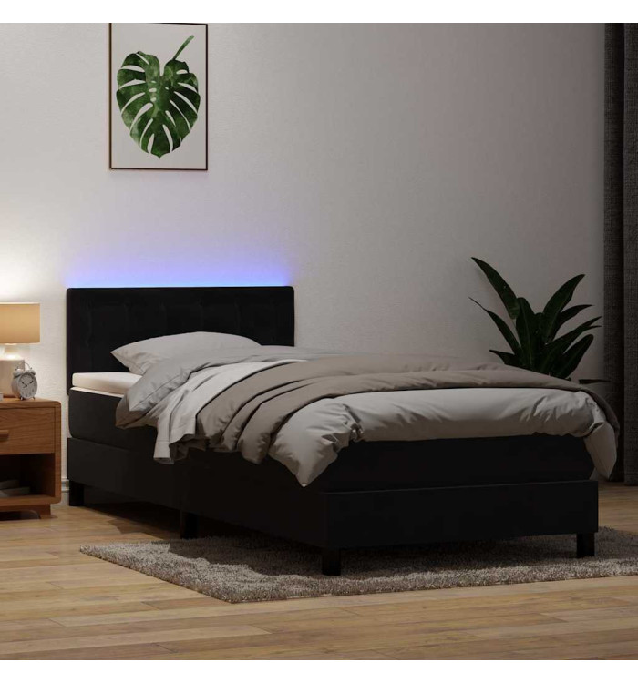 Sommier à lattes de lit avec matelas noir 80x220 cm velours | Mobilier & Déco