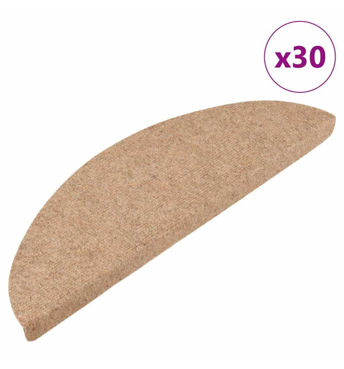 Tapis d'escalier auto-adhésifs 30 pcs beige 56x17x3 cm | Mobilier & Déco