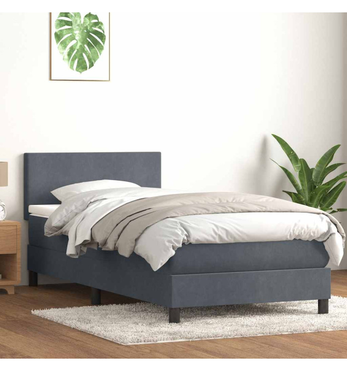 Sommier à lattes de lit et matelas gris foncé 80x220 cm velours | Mobilier & Déco