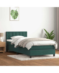 Sommier à lattes de lit et matelas vert foncé 80x210 cm velours | Mobilier & Déco