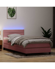 Sommier à lattes de lit avec matelas rose 90x220 cm velours | Mobilier & Déco