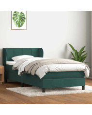 Sommier à lattes de lit et matelas vert foncé 80x210 cm velours | Mobilier & Déco