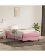 Sommier à lattes de lit sans matelas rose 90x220 cm velours | Mobilier & Déco