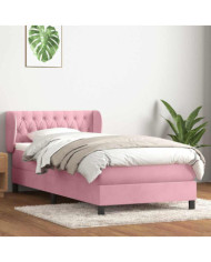 Sommier à lattes de lit avec matelas rose 90x220 cm velours | Mobilier & Déco