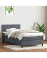 Sommier à lattes de lit et matelas gris foncé 80x220 cm velours | Mobilier & Déco