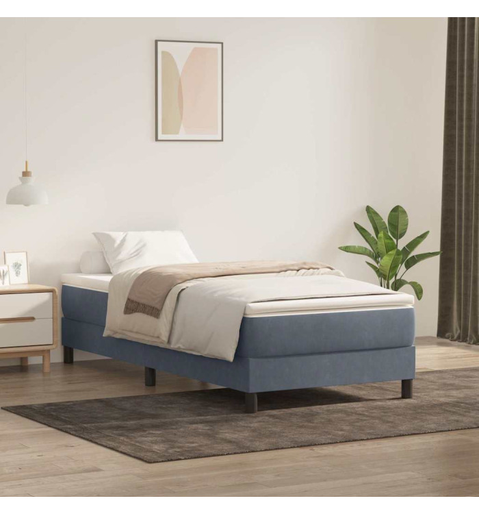Sommier à lattes de lit et matelas gris foncé 80x220 cm velours | Mobilier & Déco