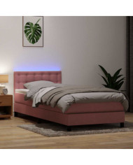 Sommier à lattes de lit avec matelas rose 90x220 cm velours | Mobilier & Déco