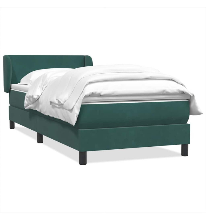 Sommier à lattes de lit et matelas vert foncé 80x210 cm velours | Mobilier & Déco