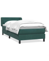 Sommier à lattes de lit et matelas vert foncé 80x210 cm velours | Mobilier & Déco