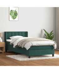 Sommier à lattes de lit et matelas vert foncé 80x210 cm velours | Mobilier & Déco