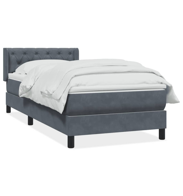 Sommier à lattes de lit et matelas gris foncé 80x220 cm velours | Mobilier & Déco