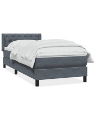 Sommier à lattes de lit et matelas gris foncé 80x220 cm velours | Mobilier & Déco