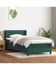 Sommier à lattes de lit et matelas vert foncé 80x210 cm velours | Mobilier & Déco