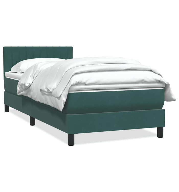 Sommier à lattes de lit et matelas vert foncé 80x220 cm velours | Mobilier & Déco