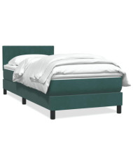 Sommier à lattes de lit et matelas vert foncé 80x220 cm velours | Mobilier & Déco