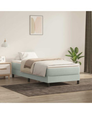 Sommier à lattes de lit et matelas gris clair 80x210 cm velours | Mobilier & Déco