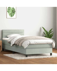 Sommier à lattes de lit et matelas gris clair 80x210 cm velours | Mobilier & Déco
