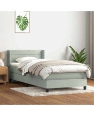 Sommier à lattes de lit et matelas gris clair 80x210 cm velours | Mobilier & Déco