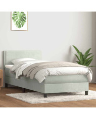 Sommier à lattes de lit et matelas gris clair 80x210 cm velours | Mobilier & Déco