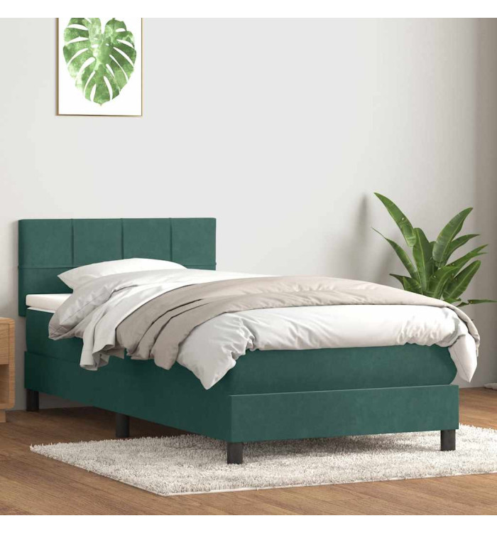 Sommier à lattes de lit et matelas vert foncé 80x220 cm velours | Mobilier & Déco